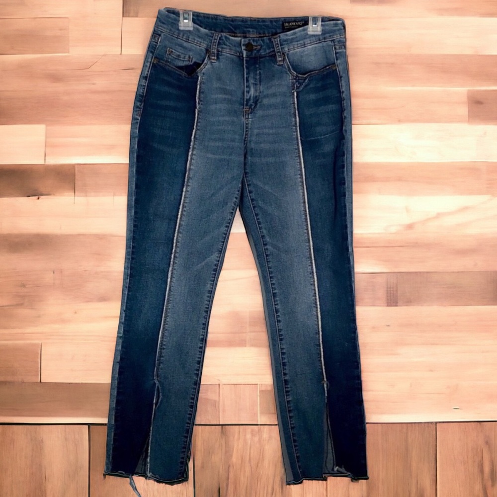 Blank NYC Blue Straight Leg Jeans Two-Tone Design